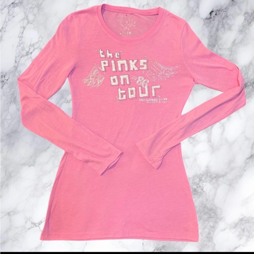Victoria’s Secret PINK Y2K Rhinestone “Pinks On‎ Tour ‘86” Long Sleeve Tee S